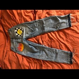 Custome painted garage mom jeans size 00